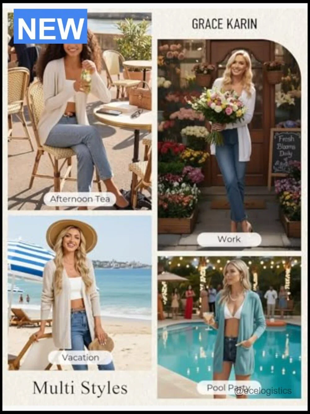 Long Sleeve Open Front Crochet Cardigan Lightweight Spring Vacation